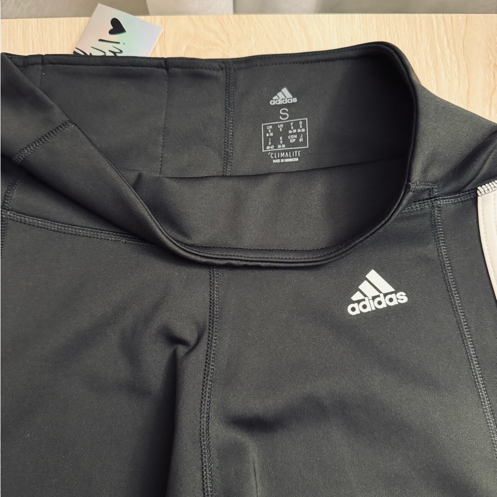 adidas Black Leggings with White 3-Stripes - Picture 2 of 5